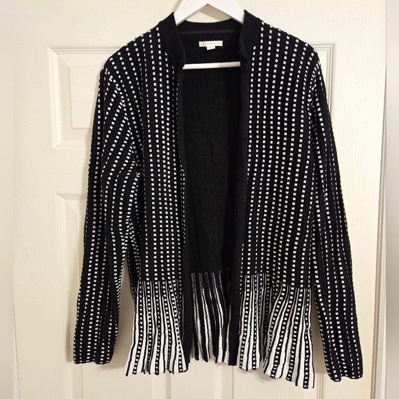 Cato Sweaters - Cato black and white open front sweater size 18/20 W